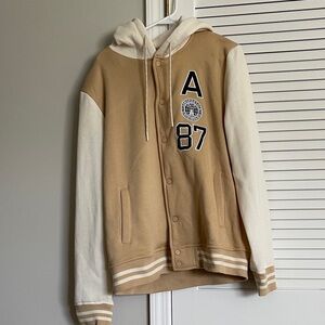 Aeropostale Tan and White Varsity Jacket